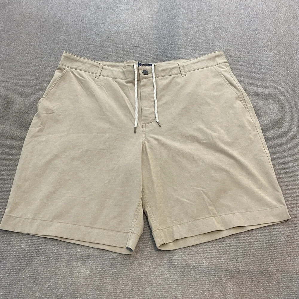 Faherty Men's Khaki Drawstring Cotton Shorts
